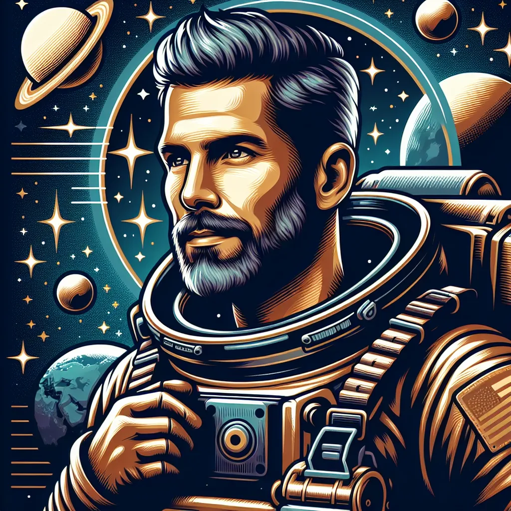 Un astronauta aventurero en el espacio, rodeado de estrellas y planetas, genial para una foto de perfil genial