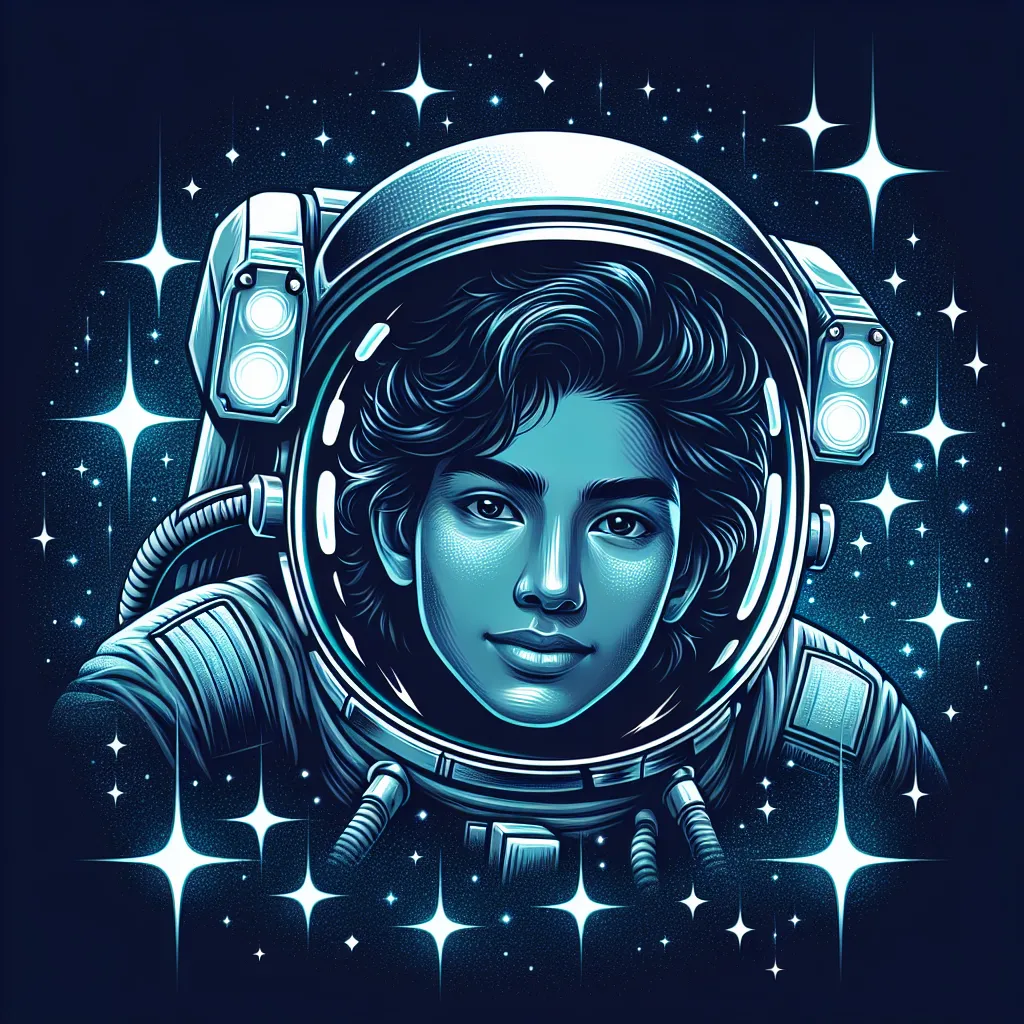 A brave astronaut floating in space, surrounded by twinkling stars, perfect for a cool profile picture
