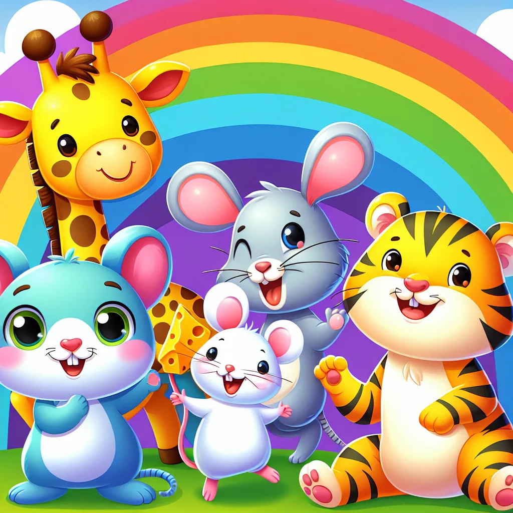 A group of colorful animals depicted in a cheerful cartoon style, ideal for a cool profile picture