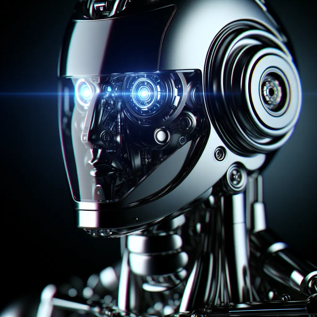 Un retrato de robot futurista, innovador y elegante, genial para una foto de perfil genial