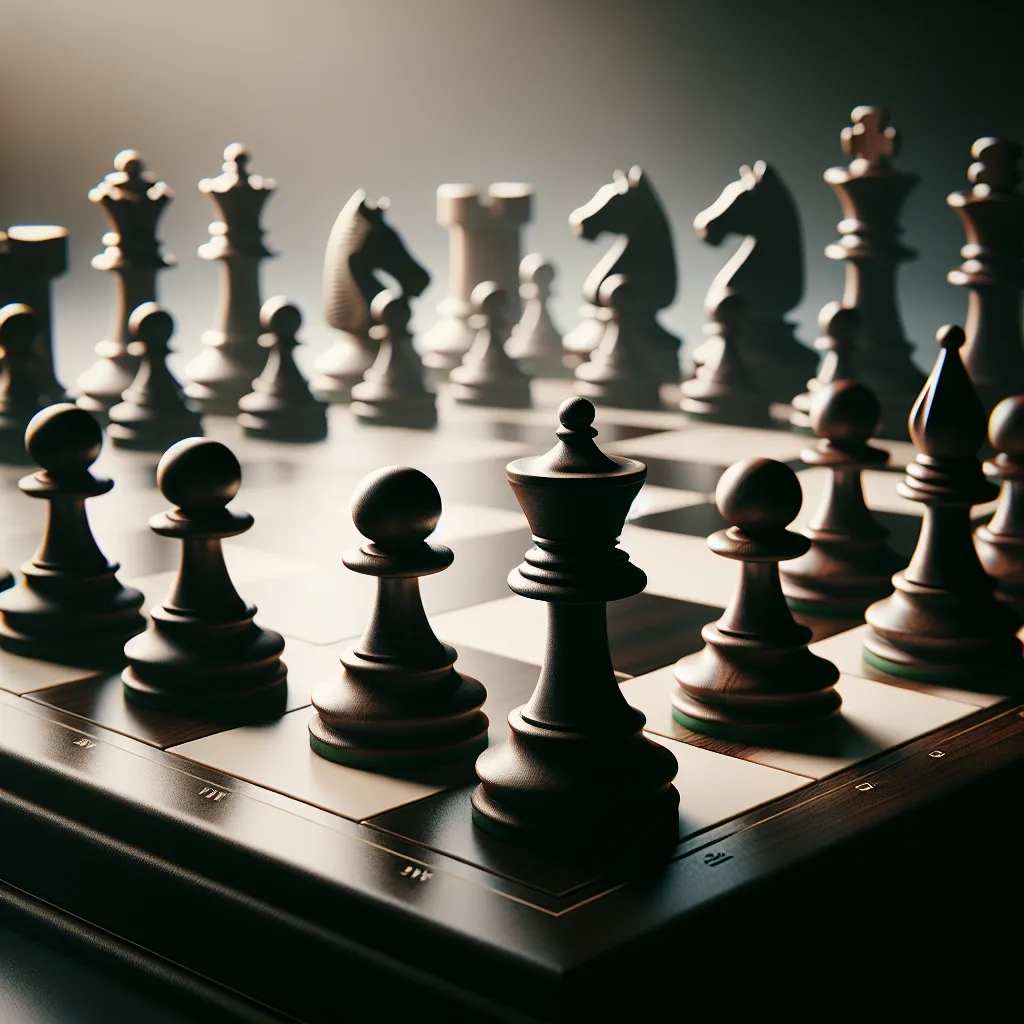 Ein klassisches Schachbrett im Spiel, strategisch und intellektuell, ideal für ein cooles Profilbild