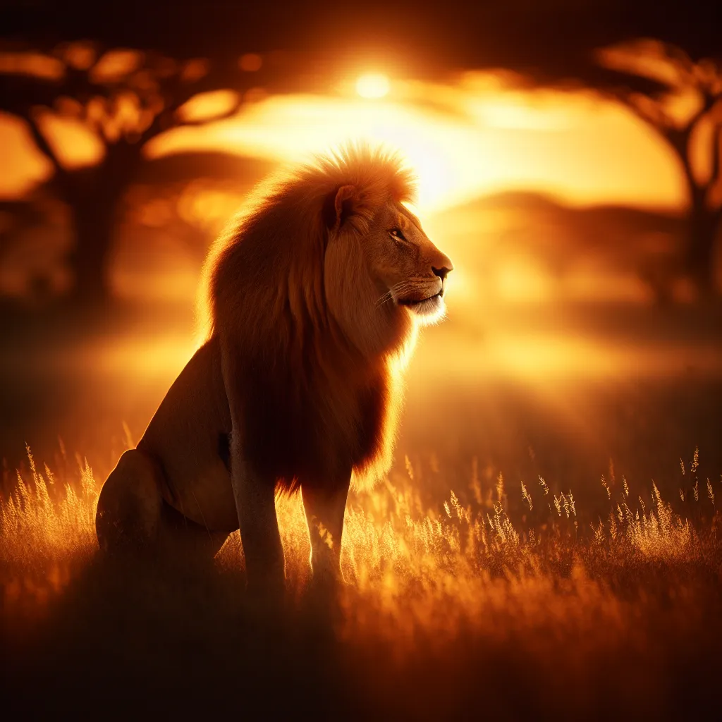 A majestic lion standing proudly in the savannah, perfect for a cool profile picture