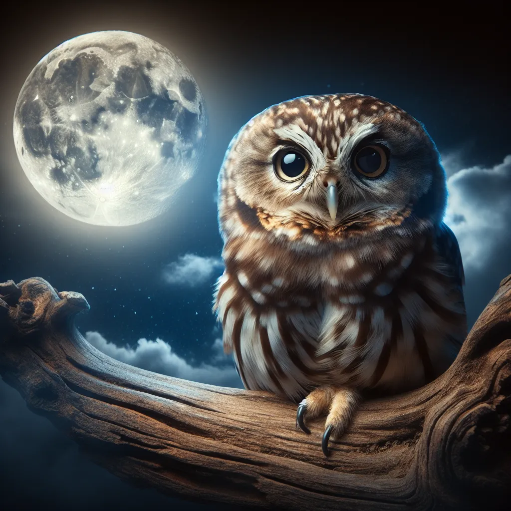 A curious owl sitting in the soft moonlight, perfect for a cool profile picture