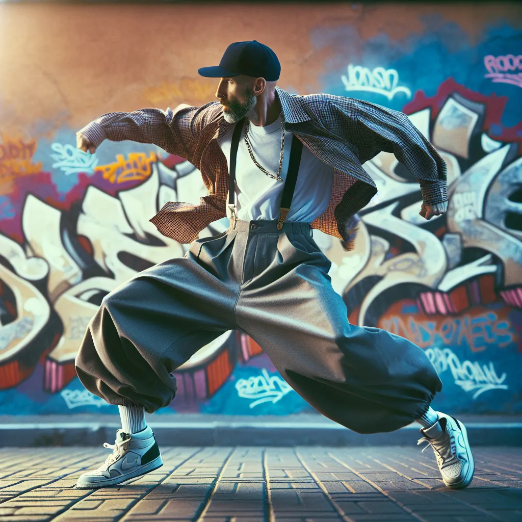 Eine Old-School-Hip-Hop-Tanzbewegung, dynamisch und kraftvoll, großartig für ein cooles Profilbild