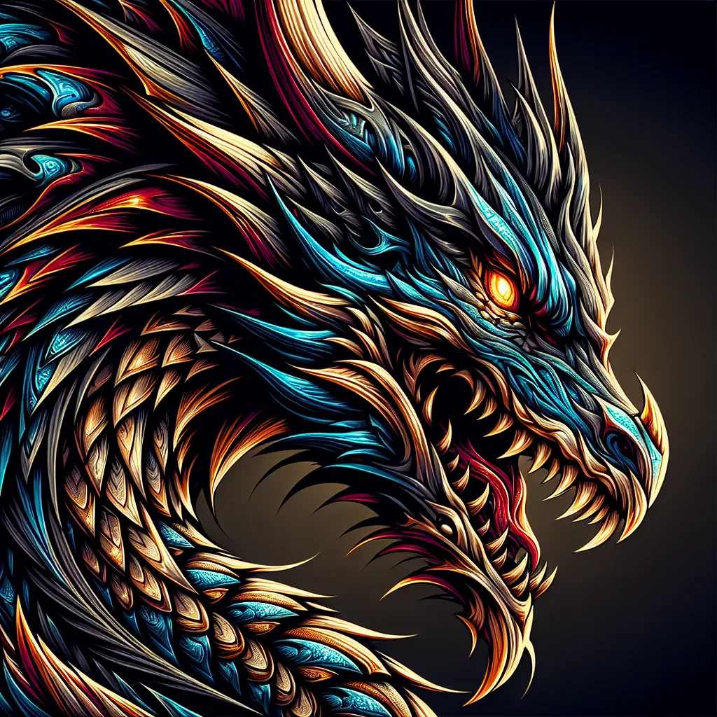 An imaginative dragon design, fearsome and majestic, perfect for a cool profile picture