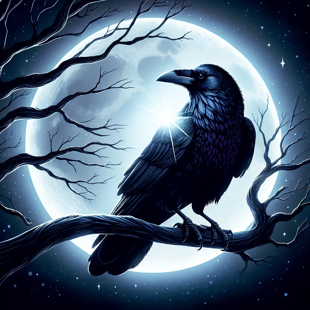 A mystical raven in the clear moonlight, ideal for a cool profile picture