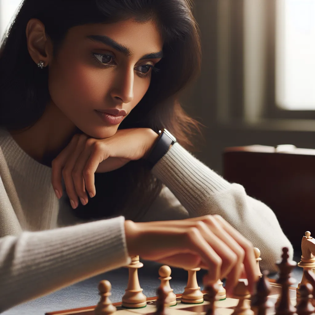 Ein nachdenklicher Schachmeister, der strategisch seinen nächsten Zug plant, perfekt für ein cooles Profilbild
