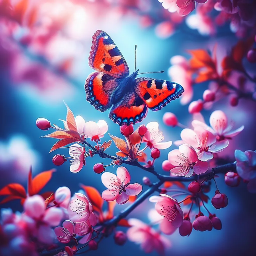 A colorful butterfly in a blooming garden, perfect for a cool profile picture