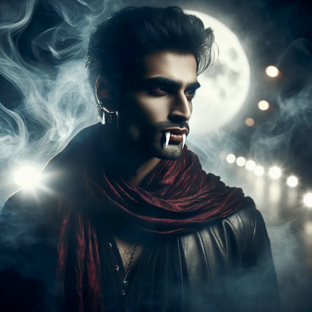 A mysterious vampire in a moonlit night, ideal for a cool profile picture